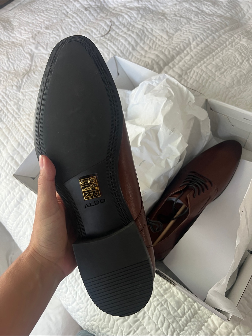 ALDO Men's Chestnut Brown Leather Dress shoes - Picture 9 of 10